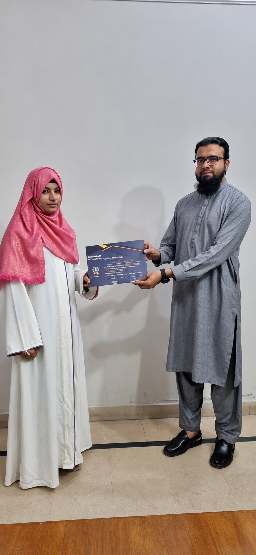 Student Certificate receiving InnoTech Skills Institute certificate