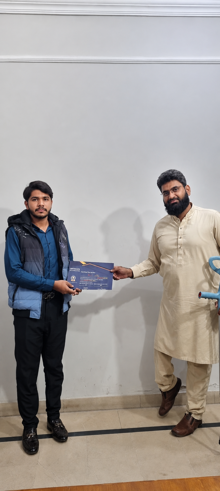 Student Certificate receiving InnoTech Skills Institute certificate