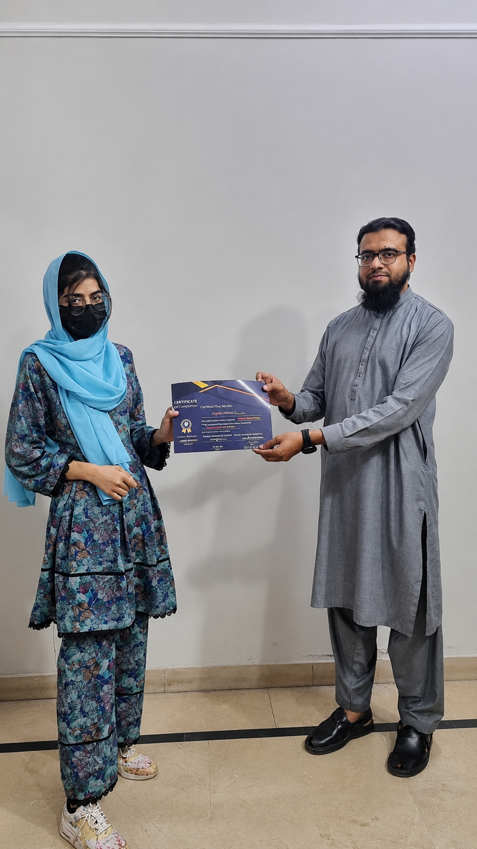 Student Certificate receiving InnoTech Skills Institute certificate